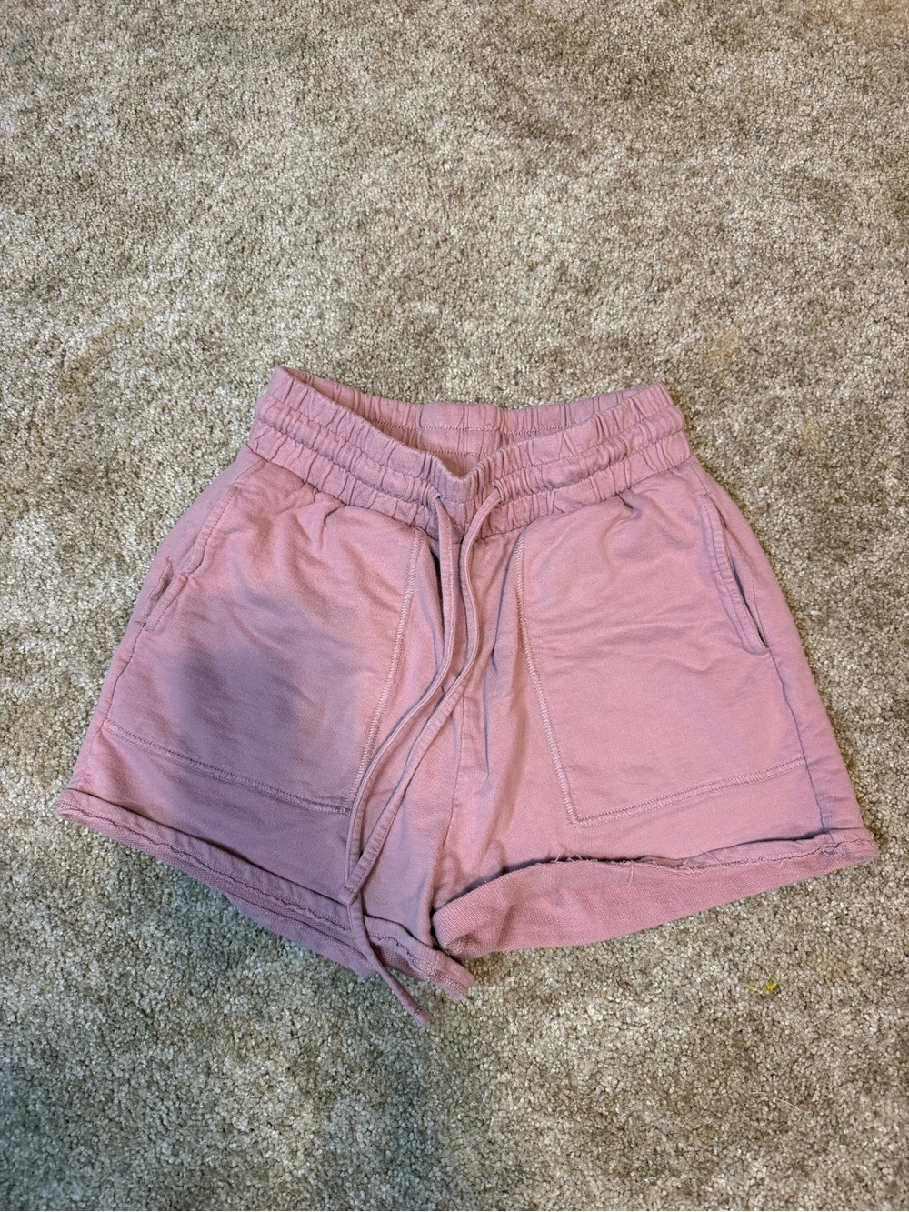 Zenana Outfitters Dusty Rose Drawstring Athletic Shorts